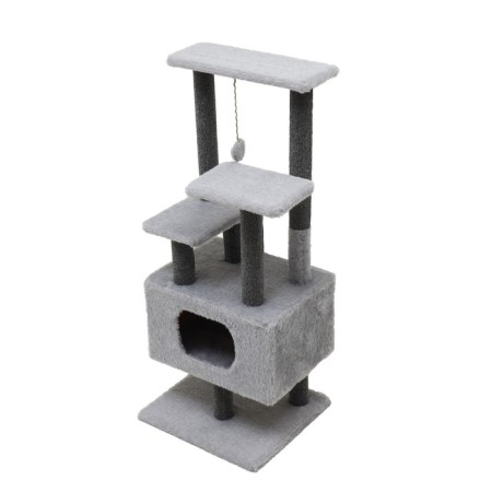 Complex for cats with a cascade clawk, carpet, 53 x 50 x 124 cm, gray-2