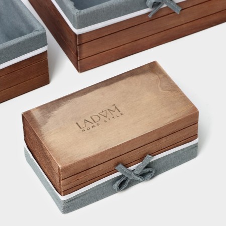 A set of handmade interior baskets LadOM, rectangular, 3 pcs, size: 20 × 11 × 9 cm, 24 × 15 × 10 cm, 28 × 19 × 11 cm-6