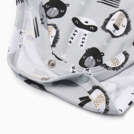 Body with a long sleeve, the color is gray/animals, height 74 cm-3