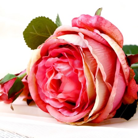 Artificial flowers "Rose Trio" 10x65 cm, pink-1