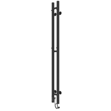 Electric heated towel rail Laris Prime Chekch, 80x1200 mm, 2 crossbars, left, black-6