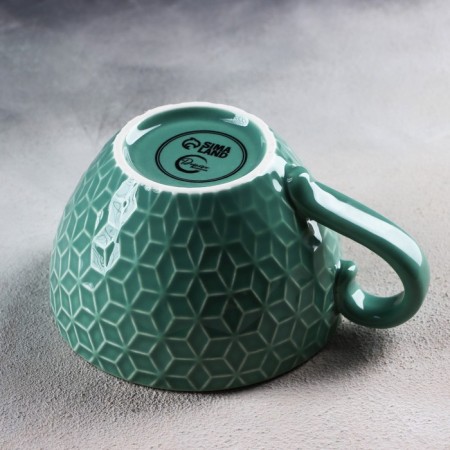 Ceramic "Leaves" mug, 290 ml, green color-3