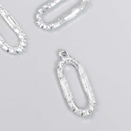 Decor for creativity metal, rhinestones "elongated oval" silver 3.1x1.2 cm-1