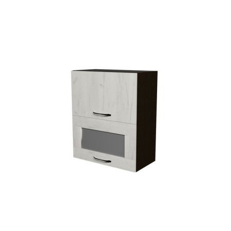 Cabinet with lifting door and window, 60x30x72 cm, wenge, oak Gray