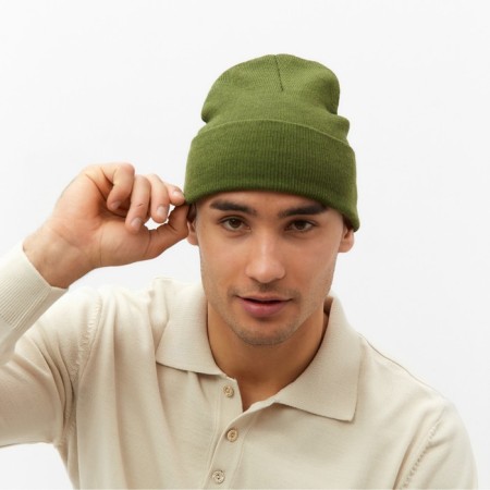 Two -layer male hat with lapel, one size, khaki color