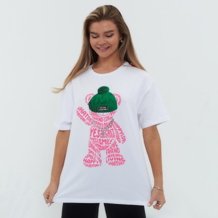 T-shirt female, white color, size One size (42-46)