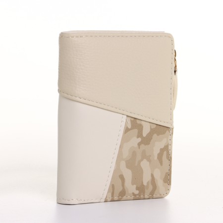 Women's wallet on the button, beige color