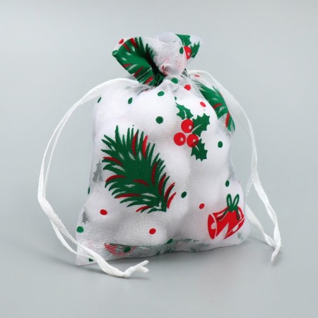 Bag Gift Organza "Ryabina", 10 x 12 cm +/- 1.5 cm, New Year-1