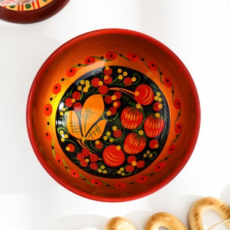 Salad bowl, medium, 14 × 7.5 cm, Khokhloma-2