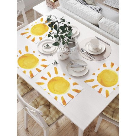 A set of napkins for setting the table "Sun through the eyes of a child", rectangular, size 32x46 cm, 4 pcs