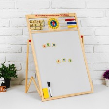 Double -sided Magnetic board on a stand, scores, clocks, numbers, letters, crayons, marker, sponge