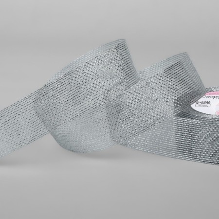 Decorative ribbon "Get", 25 mm × 9.1 ± 0.5 m, silver color
