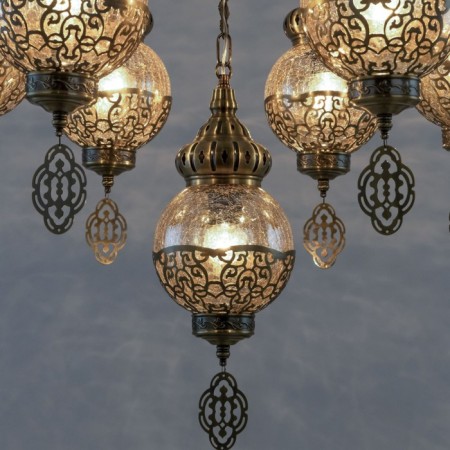 Suspended chandelier Citilux "Cairo" CL419163, 56x56x100 cm, 7x75W, e27, brown color-8
