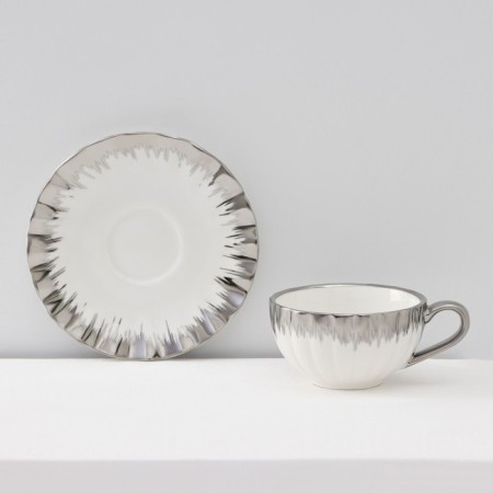 Ceramic tea service "Snow avalanche", 12 items: 6 mugs 80 ml, 6 Smashes d = 11.2 cm, color mix-3