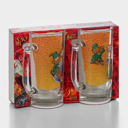 A set of beer mugs "Podkolists", 330 ml, in gift packaging, 2 pcs, drawing mix-9