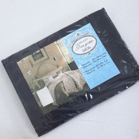 Set 1.5sp black 8-3 (duvetel 145x215cm, pillowcase 70x70cm) calico, 120g/m, HL100%-5