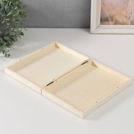 Casket wood under the painting "rectangular" without a lock 22.5x16x4 cm-1