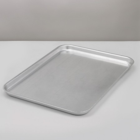 Aluminum baking sheet, 63 × 46 cm, h = 3.5 cm, silver color