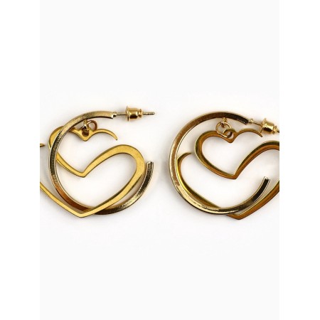Earrings - rings with a pendant heart "for a delicate image", 3 cm-4