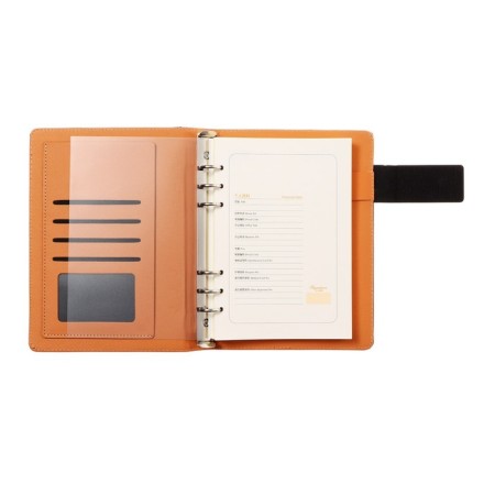 Organizer on the rings, A5 format, 90 sheets, line, with a knife, cover of the leather mix-6