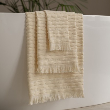 Terry towel Pasionaria "Wave", 450 gr, size 50x90 cm, cream color