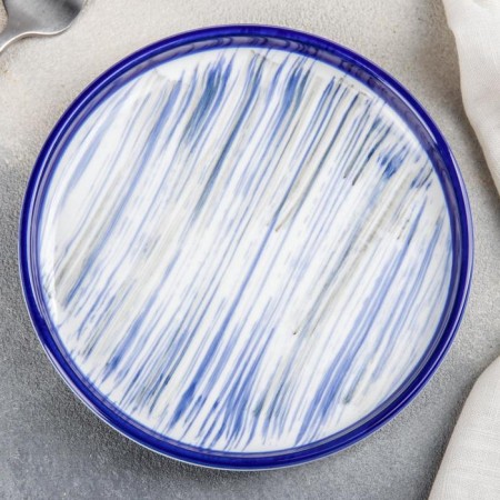 Ceramic pies "Breeze", D = 14.5 cm, blue color