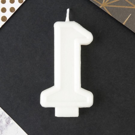 A candle for a cake, a number with color application of 1 "Happy Birthday".