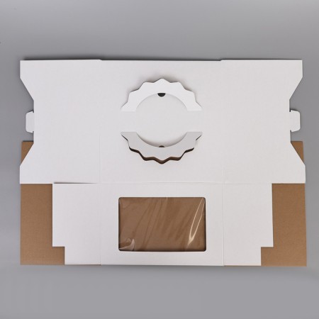 Box for cake 3 windows, with handles, white, 30 x 30 x 20 cm-4