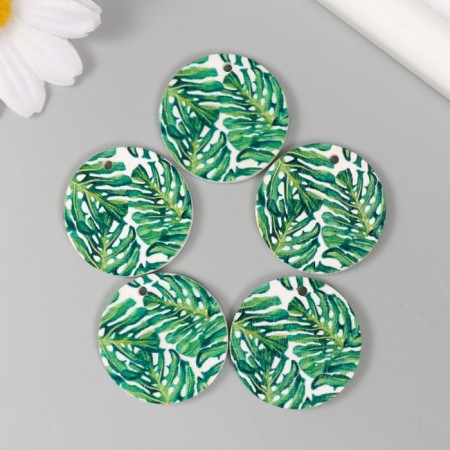 Decor for creativity wood "Circle. Leaves Monsters" d = 3 cm-1