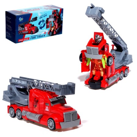 The firefighting robot, transforms, shoots with water, light and sound effects