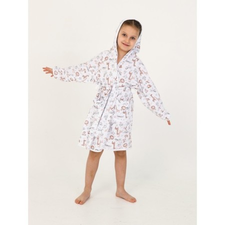 Children's robe with a hood, height 128 cm-10