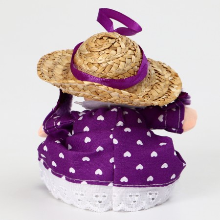Soft toy "Doll" in a purple dress, on a suspension, 10 cm-2