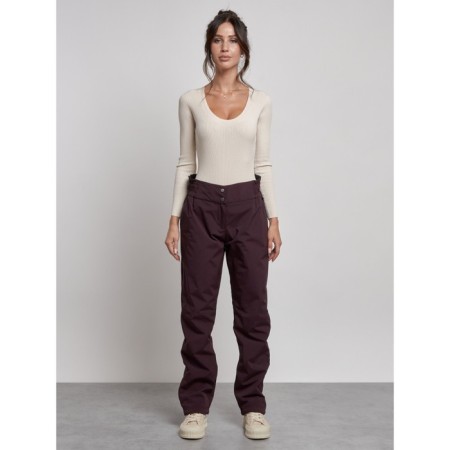 Warmed female trousers, size 48, dark-bearded color