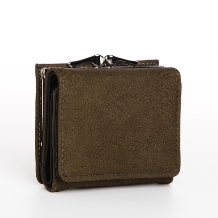 Women's wallet on the button, khaki color