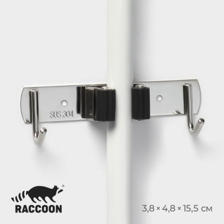 Holder for a mop and broom of a share, with hooks
