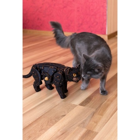 Mechanical team model, wooden designer "Black cat (cat)"-2