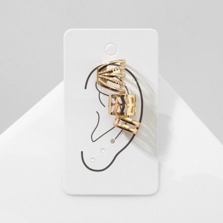 Earrings "Kaffa" set 3 pcs, lines, color gold