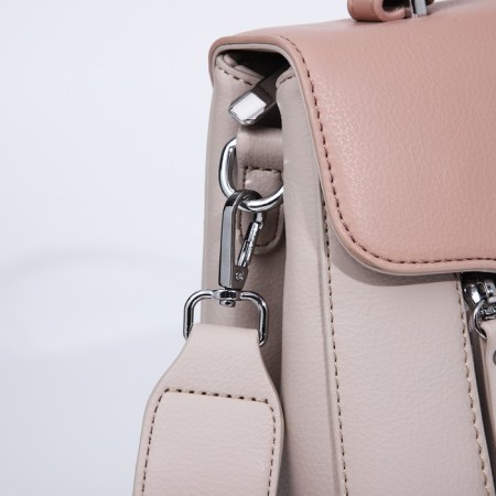 Magnet bag bag, external pocket, long belt, beige color-4