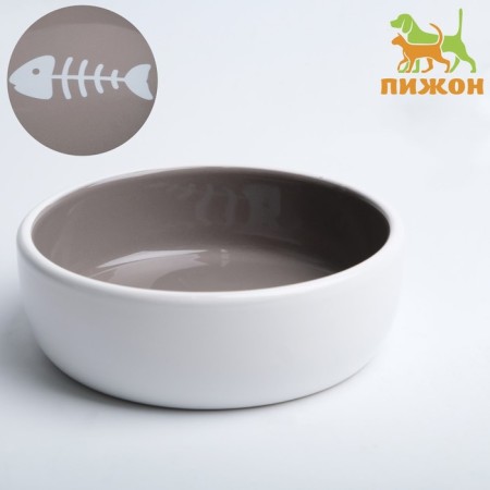 Ceramic "fish bone" 300 ml 13.4 x 4 cm, gray-white-1