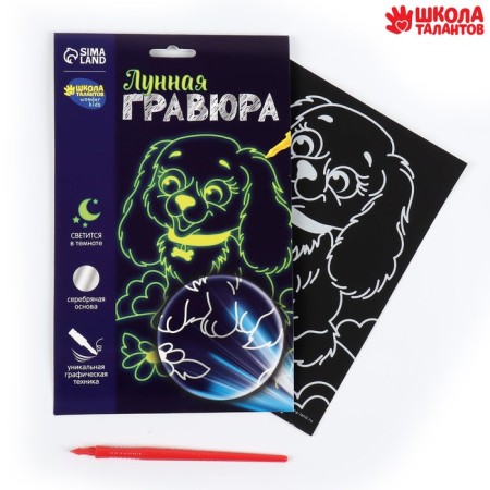 Lunar engraving "Funny dog" 14.8x21 cm-1