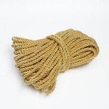 Cord for decor and finish, twisted, decorative, golden, without braid, 12 mm x 25 m