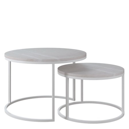 Tables Journal Loft DQ No. 1 Duae (set) D605 (475), H420 (320), toros beige marble, m/c white m
