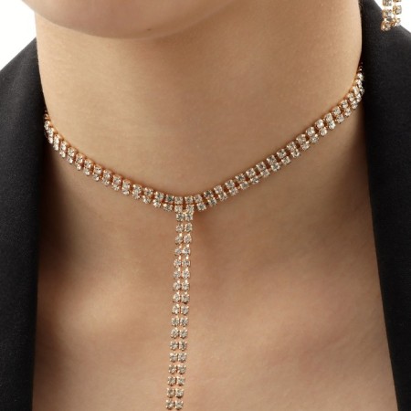 Set 2 objects: earrings, necklace “ice” is small, white color in gold, 30 cm-1