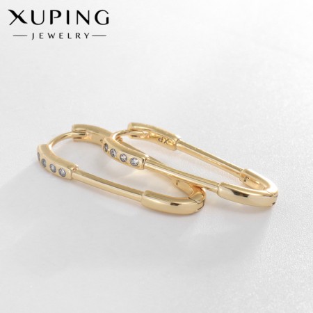 Earrings with rhinestones Xuping Classic pin, white color in gold