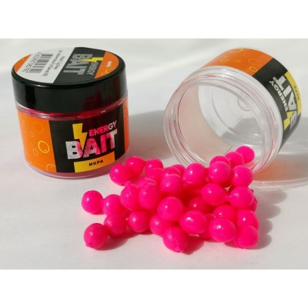 Artificial nozzle Energy Bait "caviar", flavored, l, 9 mm, 48 pcs, raspberry color 914758