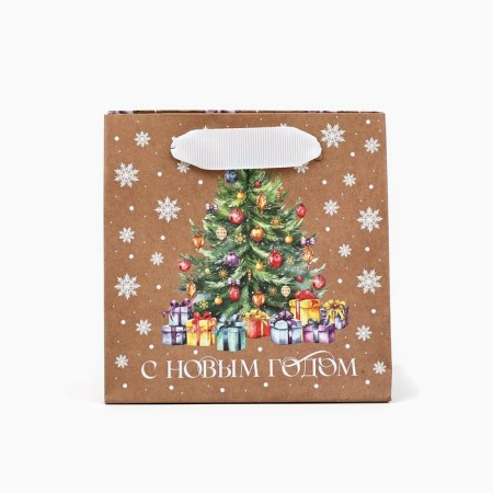 Craft square “Christmas tree with gifts”, 14 x 14 x 9 cm, New Year-2