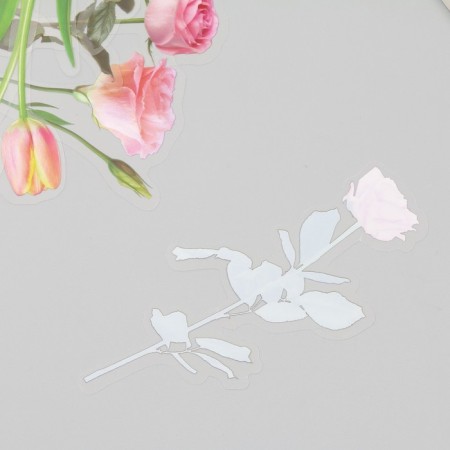 Plastic stickers "Flowers and quotes. Pink" set 12 pcs 8.5x21.5x0.2 cm-2
