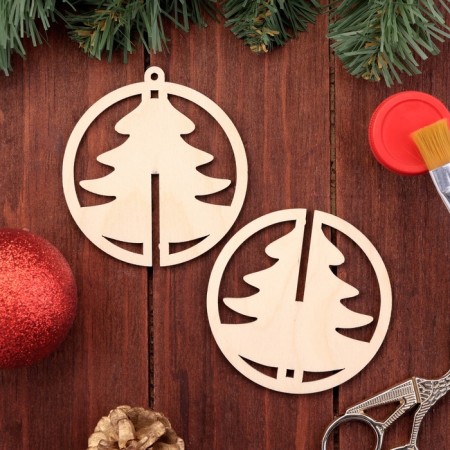 Wooden toy on the Christmas tree "Christmas tree", ball, diameter 8 cm-1