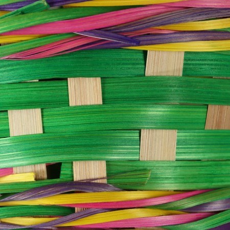 Wicker basket, d18 x 11 x 24 cm, green, bamboo-5