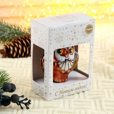 Christmas tree toy "owl" d- 7 cm, brown-2